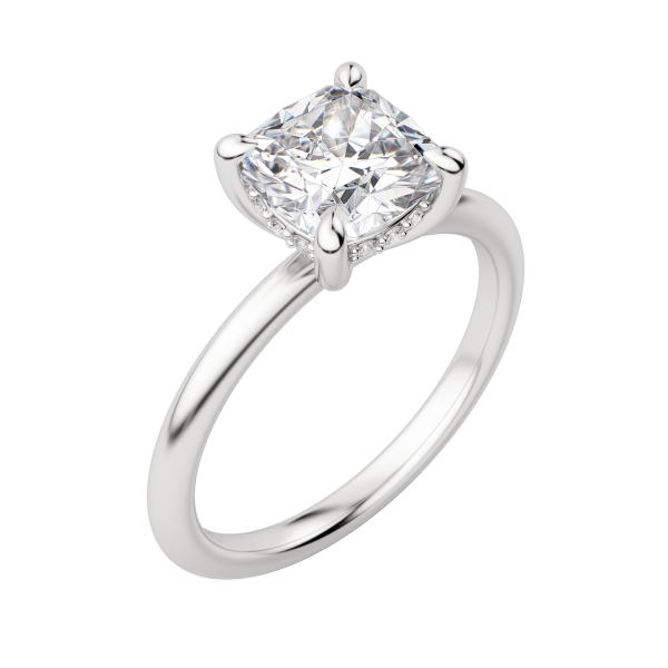 Hera Classic Cushion Cut Engagement Ring, Default, 18K White Gold, Platinum,