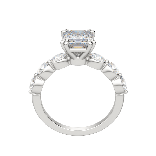 Juno  Asscher Cut Engagement Ring, Hover, 18K White Gold, Platinum, 