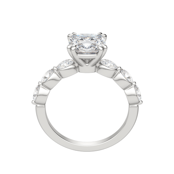 Juno Cushion Cut Engagement Ring, Hover, 18K White Gold, Platinum, 