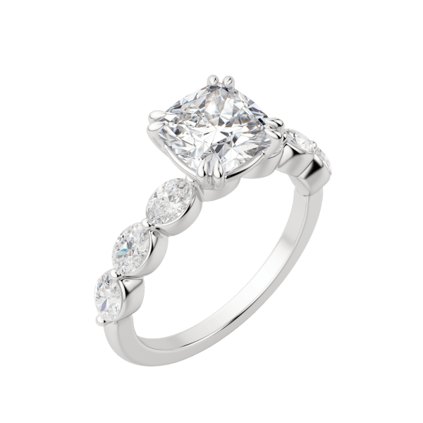 Juno Cushion Cut Engagement Ring, Default, 18K White Gold, Platinum, 