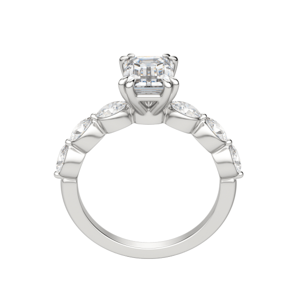Juno Emerald Cut Engagement Ring, Hover, 18K White Gold, Platinum, 