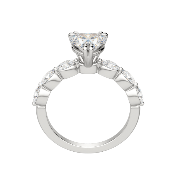 Juno Heart Cut Engagement Ring, Hover, 18K White Gold, Platinum, 