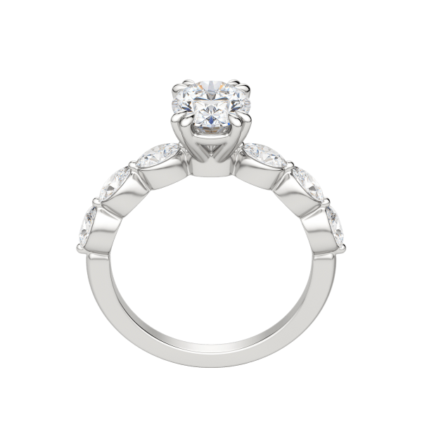 Juno Oval Cut Engagement Ring, Hover, 18K White Gold, Platinum, 