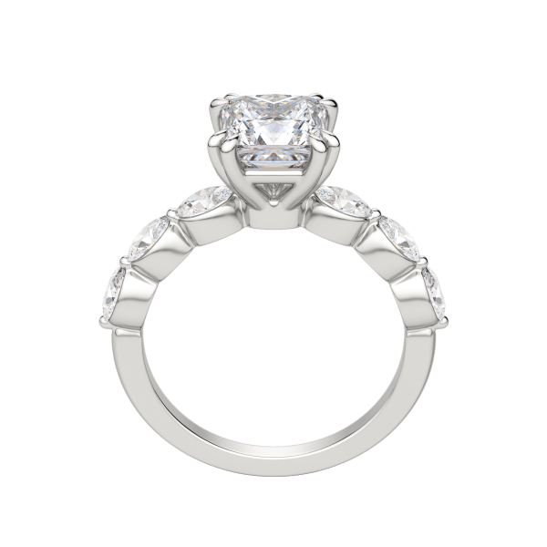 Juno Princess Cut Engagement Ring, Hover, 18K White Gold, Platinum, 