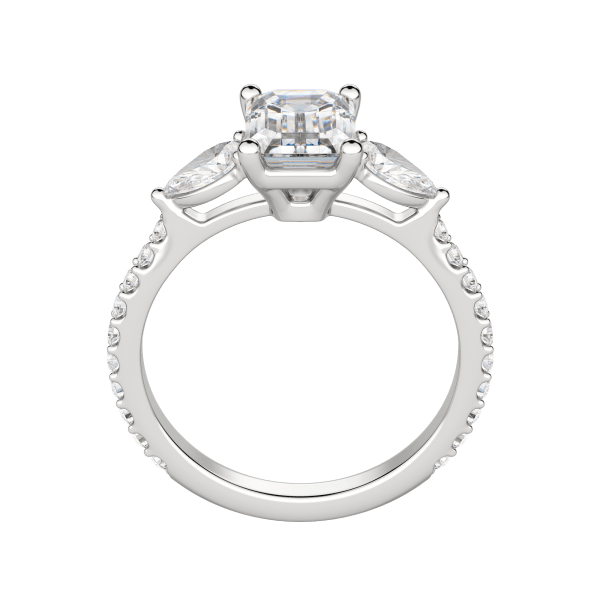 Lily Accented Emerald Cut Engagement Ring, Hover, 18K White Gold, Platinum,\r
