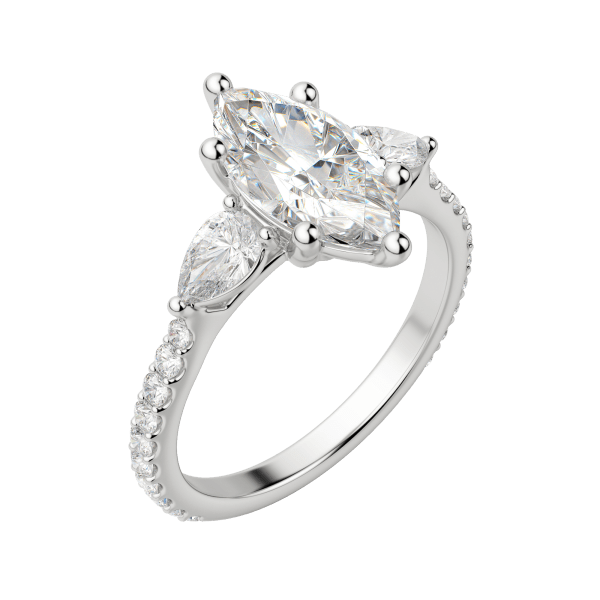 Lily Accented Marquise Cut Engagement Ring, Default, 18K White Gold, Platinum,\r
