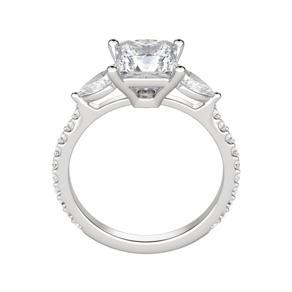 Lily Accented Princess Cut Engagement Ring, Hover, 18K White Gold, Platinum,\r
