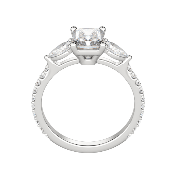 Lily Accented Radiant Cut Engagement Ring, Hover, 18K White Gold, Platinum,\r
\r
