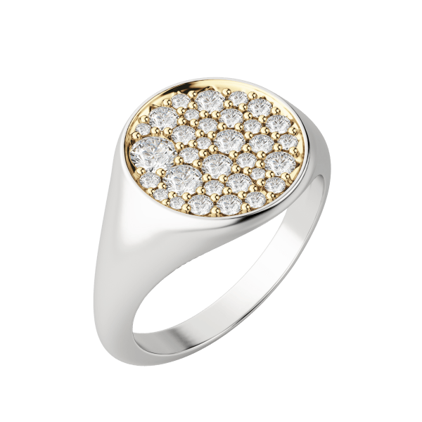 Full Moon Signet Ring, Two Tone, Default, 14K White/Yellow Gold,