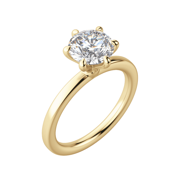 Lyre Classic Round Cut Engagement Ring, Default, 18K Yellow Gold