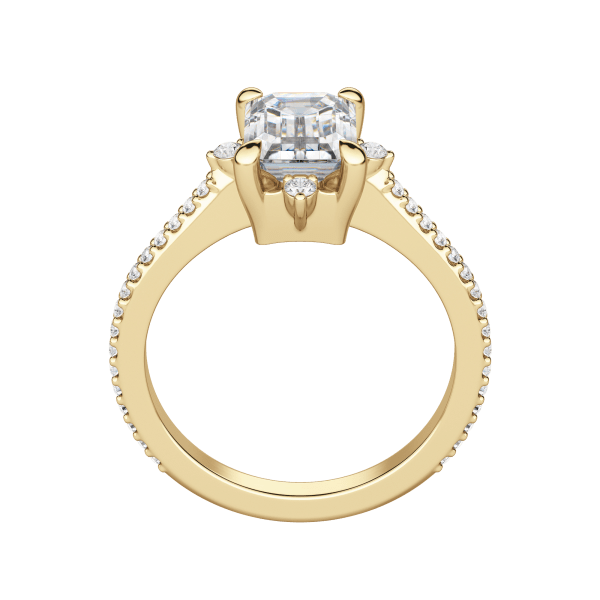 Nova Accented Emerald Cut Engagement Ring, Hover, 18K Yellow Gold,