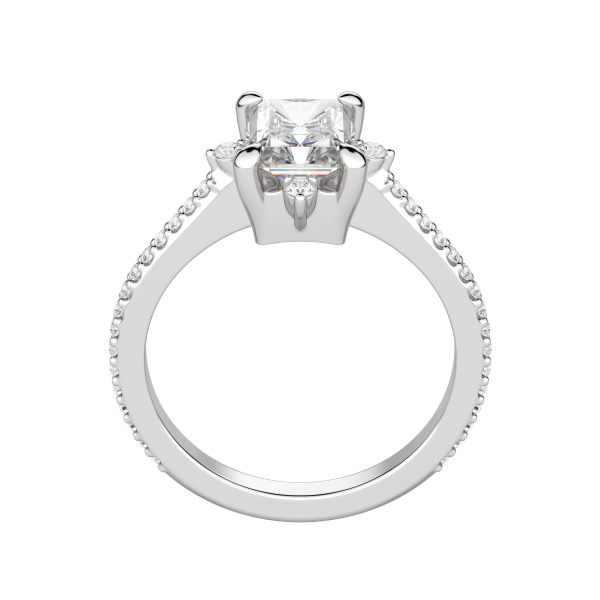 Nova Accented Radiant Cut Engagement Ring, Hover, 18K White Gold, Platinum, 