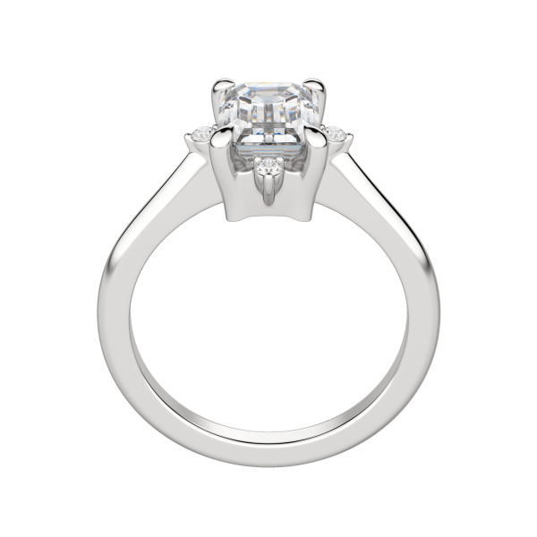 Nova Classic Emerald Cut Engagement Ring, Hover, 18K White Gold, Platinum, 