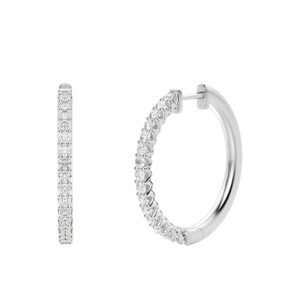 Prong Set Hoop Earrings (1.00 tcw), 14K White Gold, Default