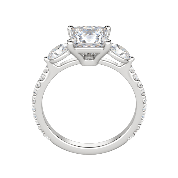 Rhea Accented Princess Cut Engagement Ring, Hover, 18K White Gold, Platinum,\r
