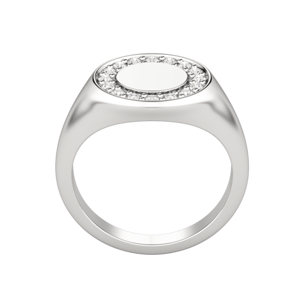 Halo Signet Ring, Hover, 14K White Gold, Platinum,