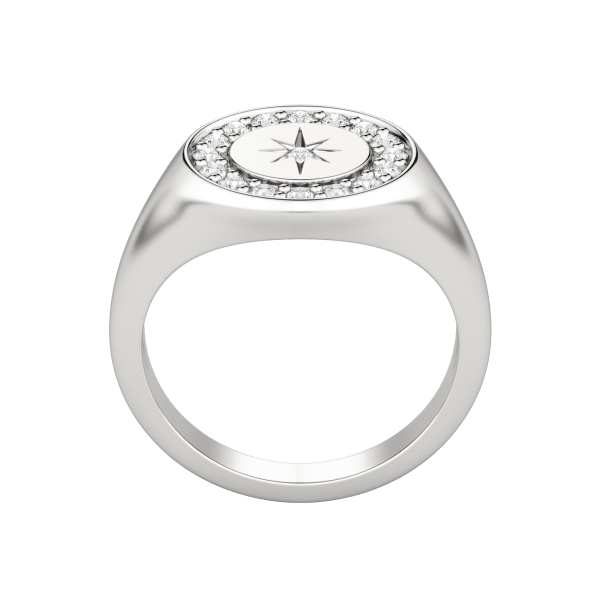 Starburst Signet Ring, Hover, 14K White Gold,
