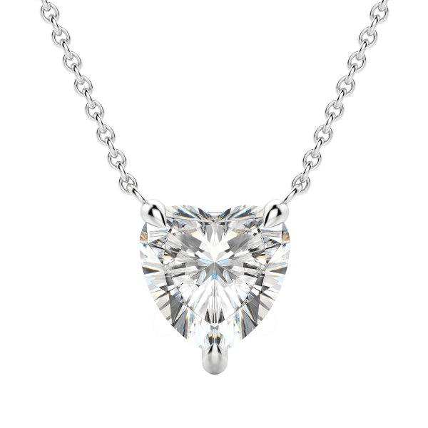 Heart Cut Claw Prong Necklace, Default, 14K White Gold,
