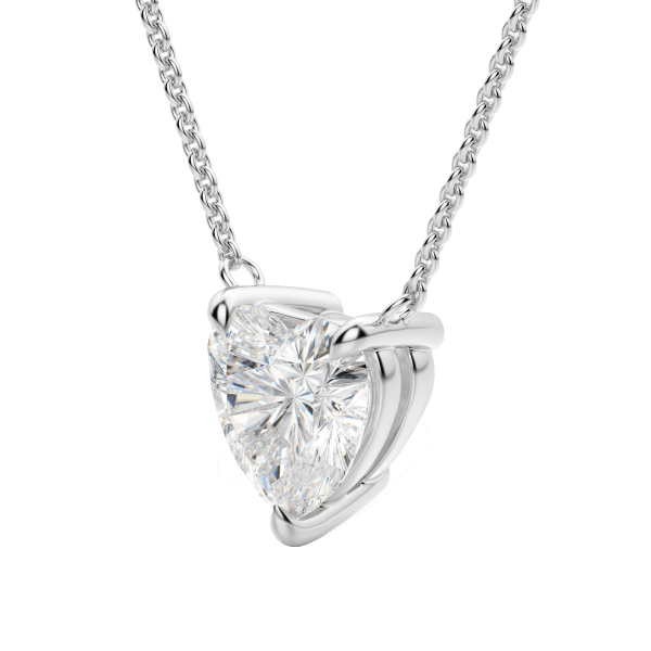 Heart Cut Claw Prong Necklace, Hover, 14K White Gold,