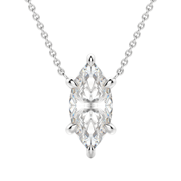 Marquise Cut Claw Prong Necklace, Default, 14K White Gold,