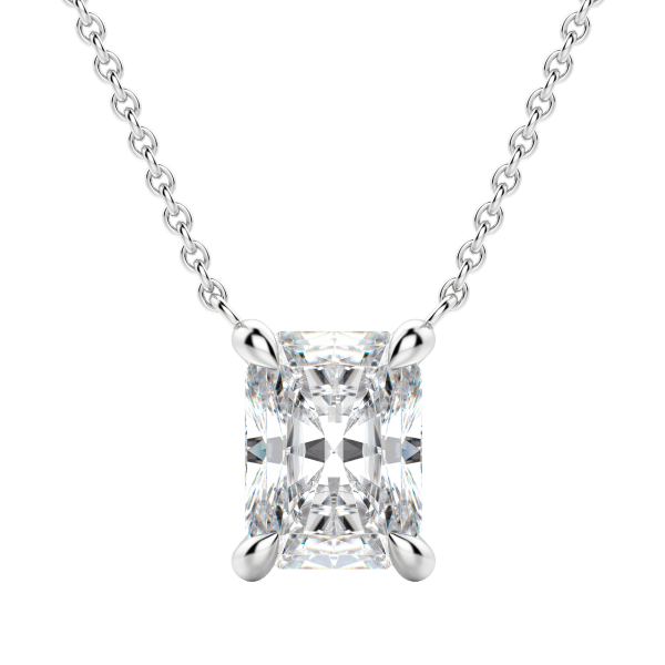 Radiant Cut Claw Prong Necklace, Default, 14K White Gold,
