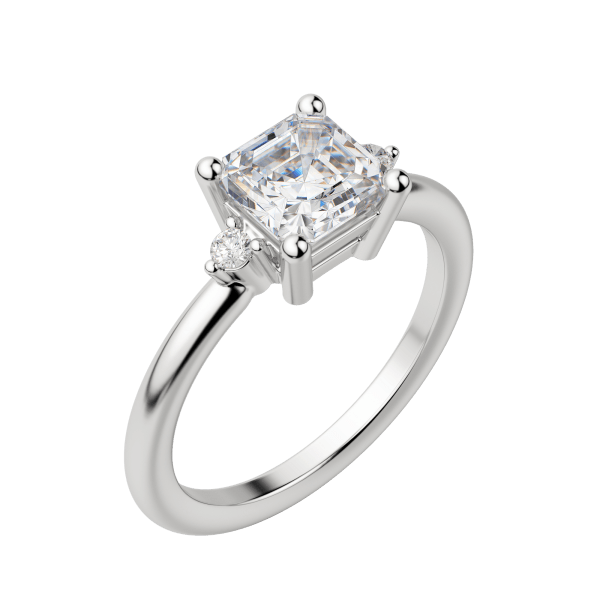 Zara Asscher Cut Engagement Ring, Default, 18K White Gold, Platinum, 