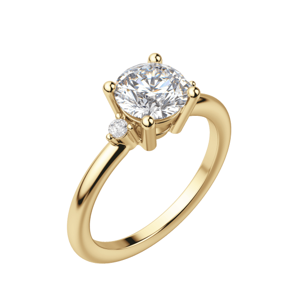 Zara Round Cut Engagement Ring, Default, 18K Yellow Gold,