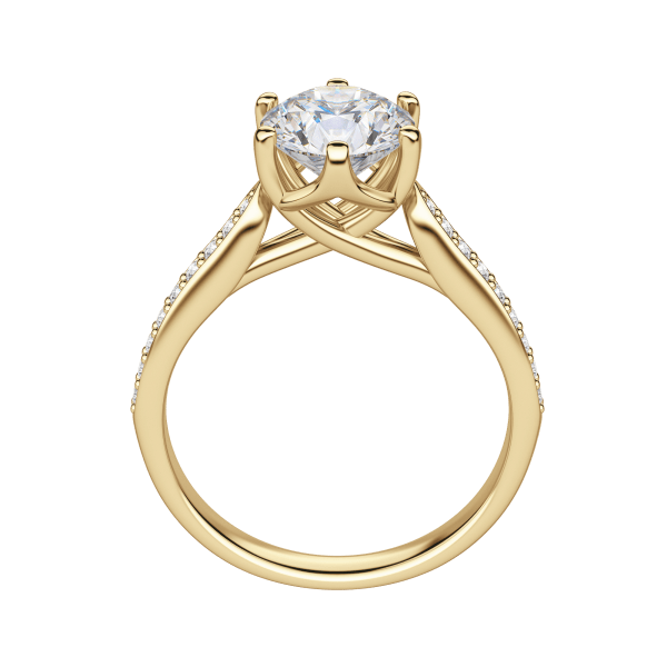Edit Accented Round Cut Engagement Ring, 18K Yellow Gold, Hover, 