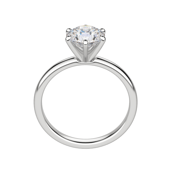 Bare 6-Prong Round Cut Engagement Ring, Platinum, 18K White Gold, Hover, 
