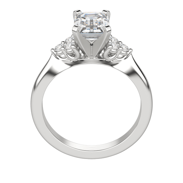 Calm Emerald Cut Engagement Ring, Platinum, 18K White Gold, Hover, 