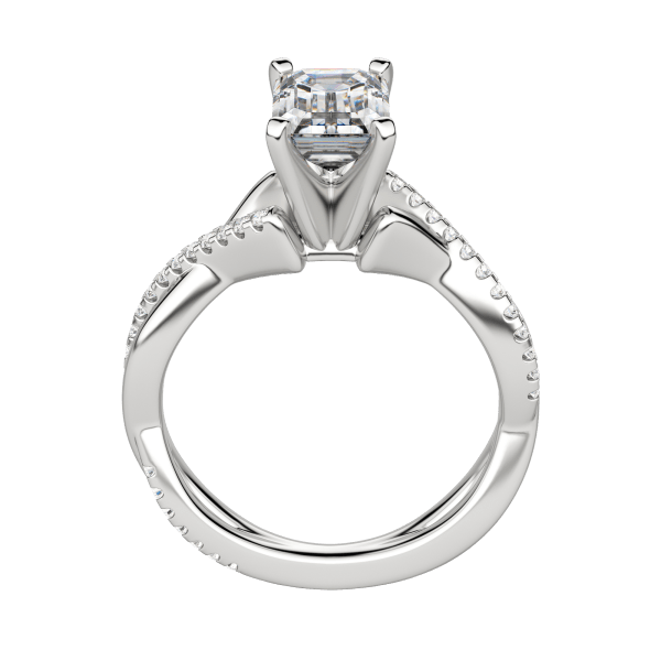 Chic Accented Emerald Cut Engagement Ring, Platinum, 18K White Gold, Hover, 