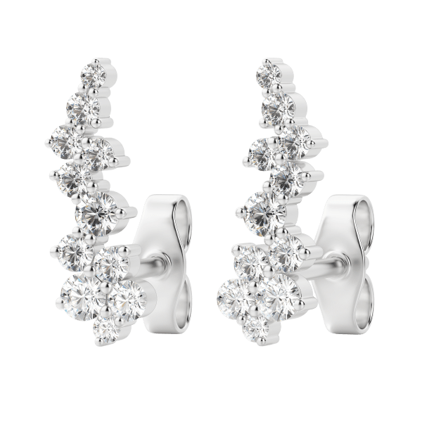 Cluster Earring Climbers, Default, 14K White Gold, 