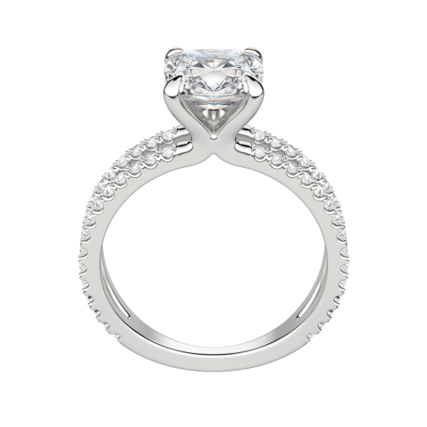 Duet Accented Cushion Cut Engagement Ring, Hover, 18K White Gold, Platinum, 