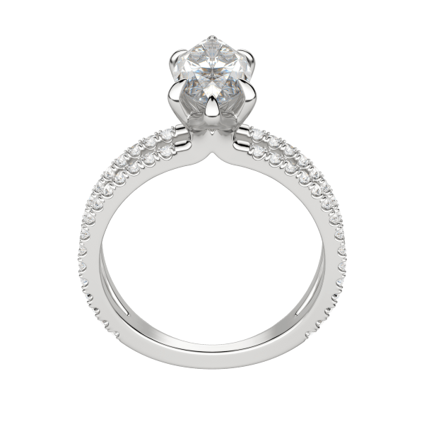 Duet Accented Marquise Cut Engagement Ring, Hover, 18K White Gold, Platinum