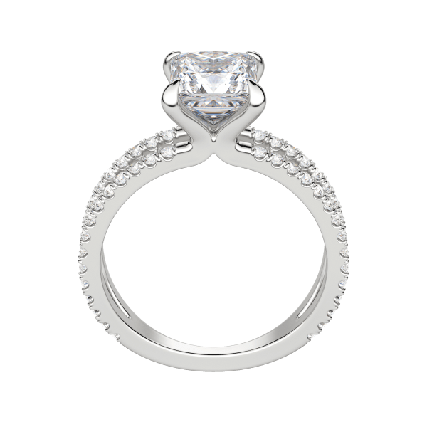 Duet Accented Princess Cut Engagement Ring, Hover, 18K White Gold, Platinum, 