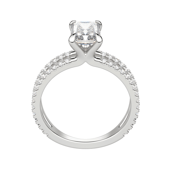 Duet Accented Radiant Cut Engagement Ring, Hover, 18K White Gold, Platinum, 