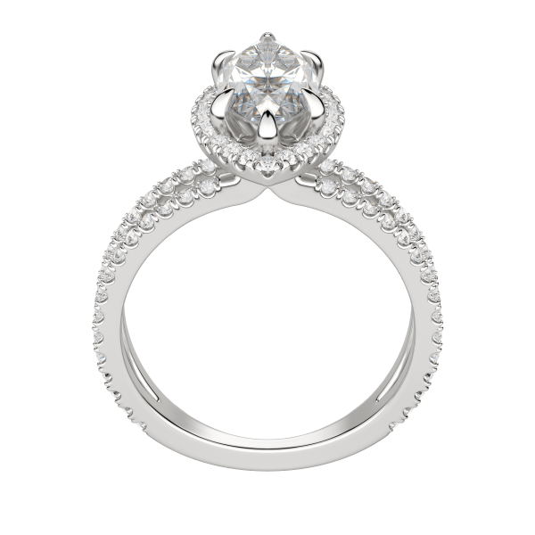 Duet Halo Marquise Cut Engagement Ring, Hover, 18K White Gold, Platinum, 