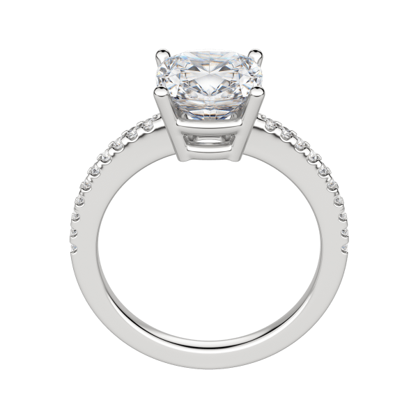 Eave Accented Cushion Cut Engagement Ring, 18K White Gold, Platinum, Hover, 