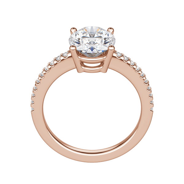 Eave Accented Oval Cut Engagement Ring, 14K Rose Gold, Hover, 