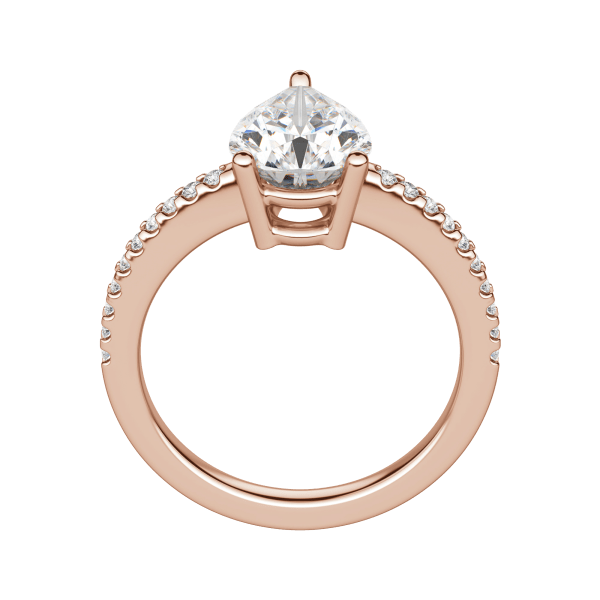 Eave Accented Pear Cut Engagement Ring, 14K Rose Gold, Hover, 