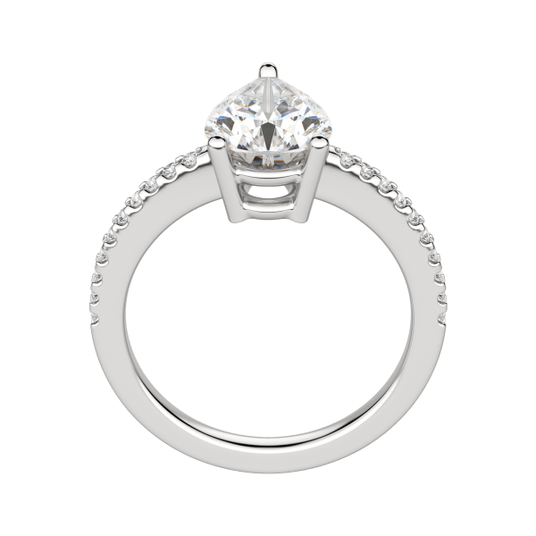 Eave Accented Pear Cut Engagement Ring, 18K White Gold, Platinum, Hover, 