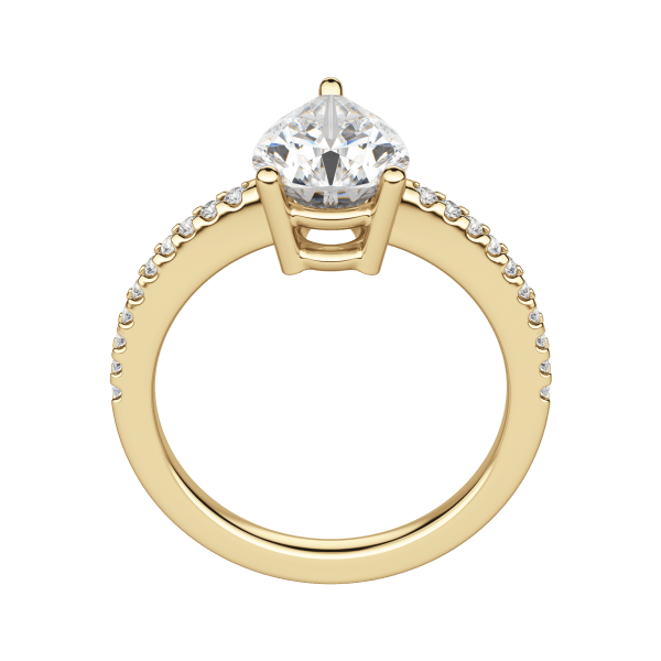 Eave Accented Pear Cut Engagement Ring, 18K Yellow Gold, Hover, 