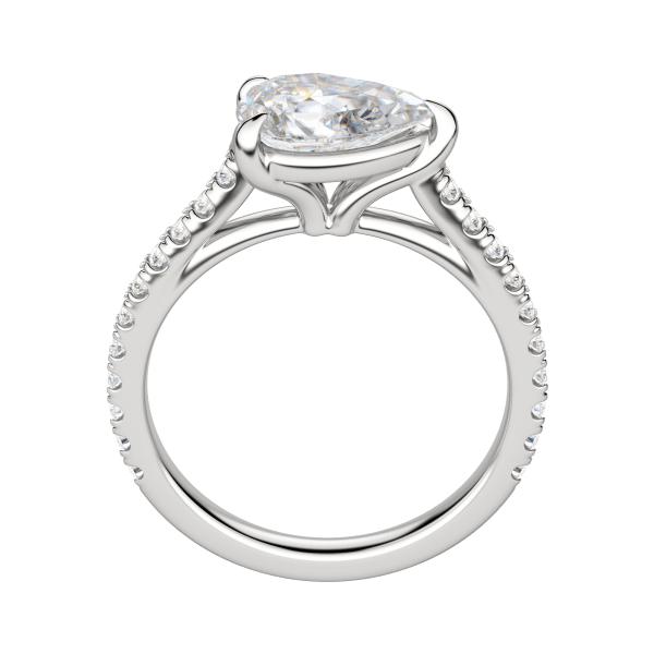 Edgy Accented Pear Cut Engagement Ring, Platinum, 18K White Gold, Hover, 