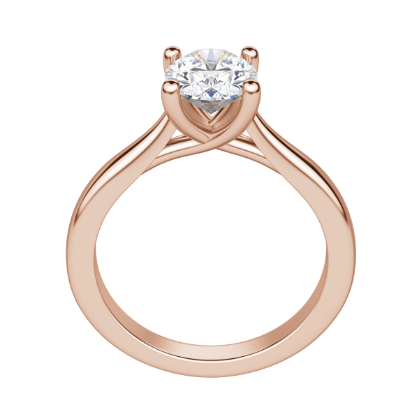 Harp Oval Cut Engagement Ring, 14K Rose Gold, Hover, 