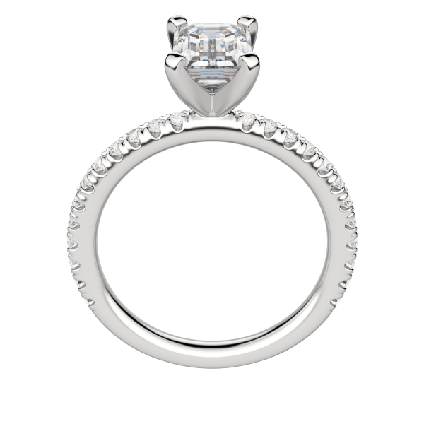 Holm Accented Emerald Cut Engagement Ring, Platinum, 18K White Gold, Hover, 