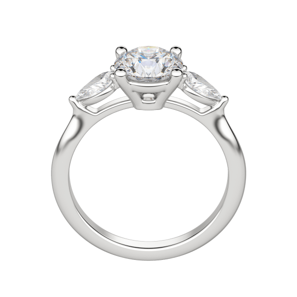 Lily Classic Round Cut Engagement Ring, Hover, 18K White Gold, Platinum, 