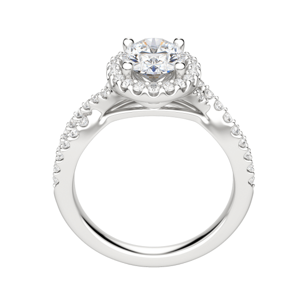 Lush Oval Cut Engagement Ring, 18K White Gold, Platinum, Hover, 
