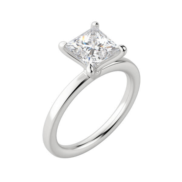 Lyre Classic Princess Cut Engagement Ring, Default, 18K White Gold, Platinum