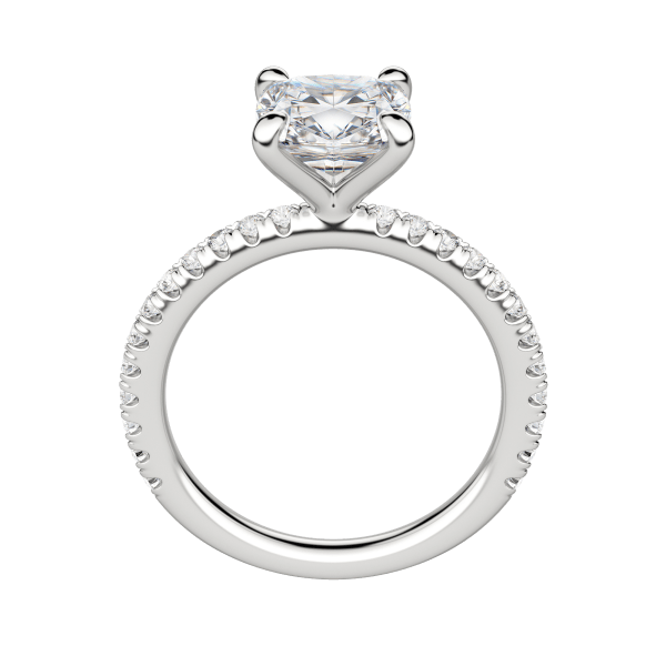 Lyre Accented Cushion Cut Engagement Ring, Hover, 18K White Gold, Platinum, 