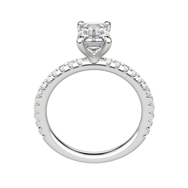 Lyre Accented Emerald Cut Engagement Ring, Hover, 18K White Gold, Platinum, 